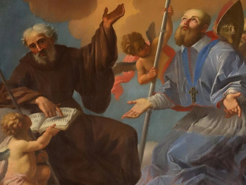 1677-Giovanni Antonio Pucci - Adorazione del Sacro Cuore coi ss. Francesco di Paola e Agostino